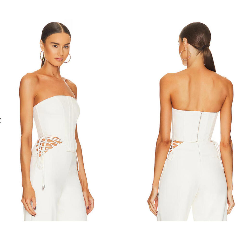 Camila Coelho Karina Corset Top cropped White Size XS NWT  $168msrp